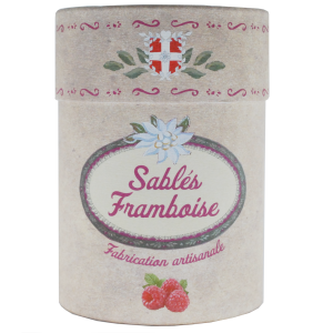 "Boîte tube Framboise" - 130g de sablés fourrés à la framboise